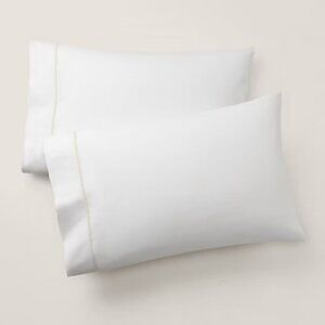 Ralph Lauren Organic Cotton Palmer Percale KING Pillowcases 2 pk Sand Dune trim